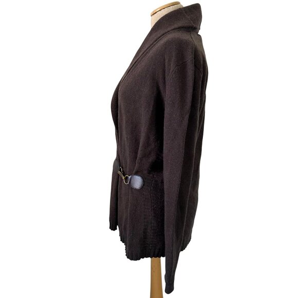 Gerard Darel Women's Size 4 Shawl Collar Cardigan Sweater Brown Wool - Picture 3 of 13